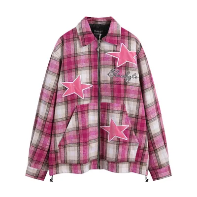 Embroidered Plaid Coat For Men
