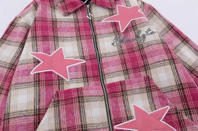 Embroidered Plaid Coat For Men