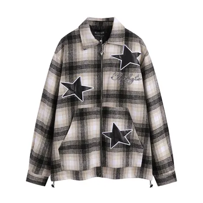 Embroidered Plaid Coat For Men