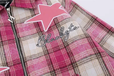Embroidered Plaid Coat For Men