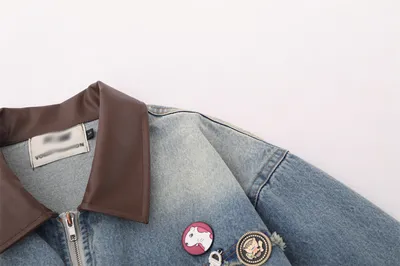 European And American Fashion Loose Contrast Color Lapels Washed And Worn Denim Jacket