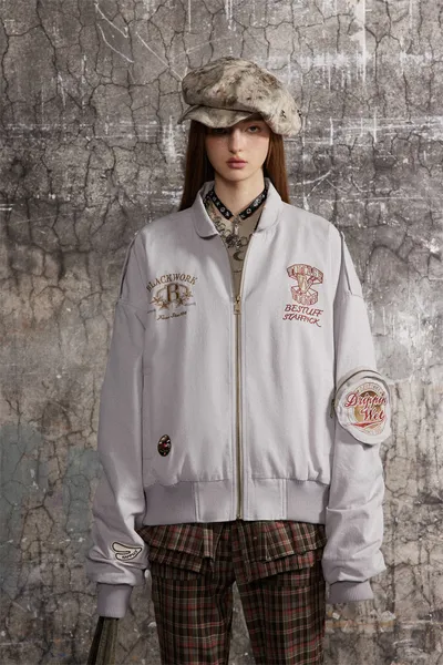 Lapel Baseball Uniform Jacket Men