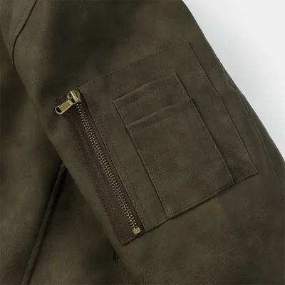 Distressed PU Leather Coat Men