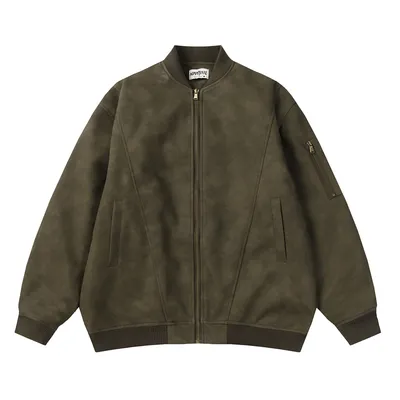 Distressed PU Leather Coat Men