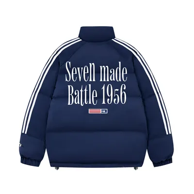 Printed Stand Collar Cotton-padded Coat Men