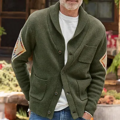 Jacquard Sweater Long-sleeved Thickened Cardigan Sweater Coat