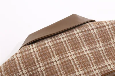 American Plaid Jacket Men's Baseball Uniforms Lapel PU Leather