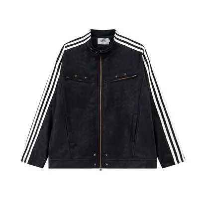 Season Loose American Street Windproof Zipper Decorations Leather Jacket