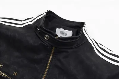 Season Loose American Street Windproof Zipper Decorations Leather Jacket