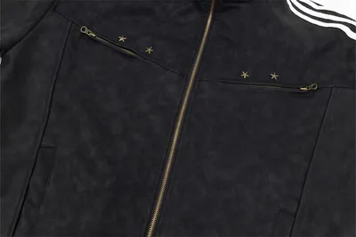 Season Loose American Street Windproof Zipper Decorations Leather Jacket