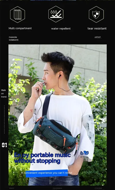 Men's Multi-functional Shoulder Crossbody Outdoor Sports And Casual Biking Mountain Climbing Large Capacity Waist Bag