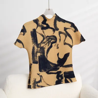 Women's Summer Half Turtleneck Short Sleeve T-shirt Draped Dress