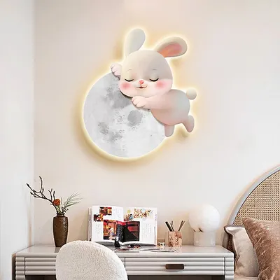 Cartoon Modern Bedroom Decorative Painting High Sense Rabbit Mural