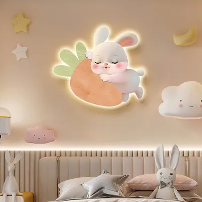Cartoon Modern Bedroom Decorative Painting High Sense Rabbit Mural