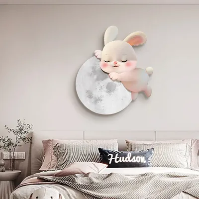Cartoon Modern Bedroom Decorative Painting High Sense Rabbit Mural