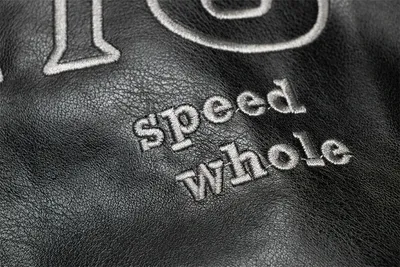 Embroidered Letters Leather Coat Men