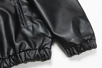 Embroidered Letters Leather Coat Men