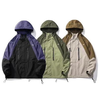 Fashion Colorblock Shell Jacket Men