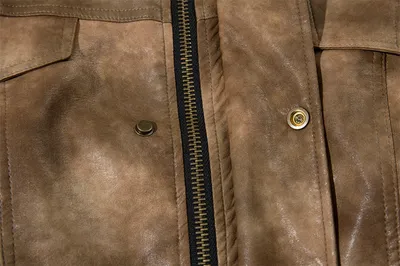 Contrast Color PU Leather Coat Men