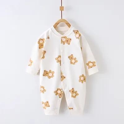Baby Jumpsuit Romper Cotton Four Seasons Newborn Clothes Cartoon Bear Crawling