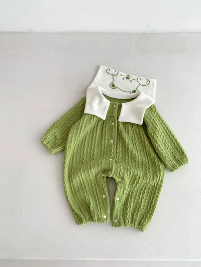 Baby Boy And Girl Cute Bear Head Twist Jumpsuit