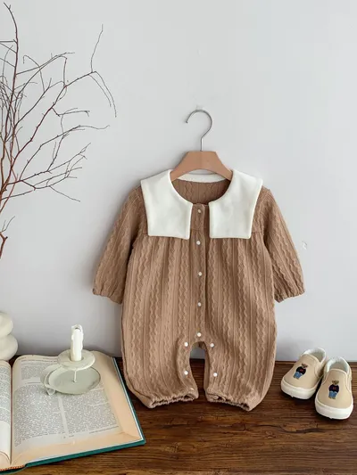 Baby Boy And Girl Cute Bear Head Twist Jumpsuit