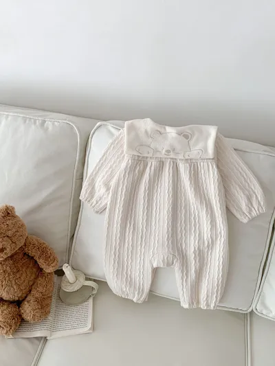 Baby Boy And Girl Cute Bear Head Twist Jumpsuit