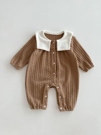 Baby Boy And Girl Cute Bear Head Twist Jumpsuit