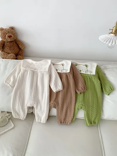 Baby Boy And Girl Cute Bear Head Twist Jumpsuit