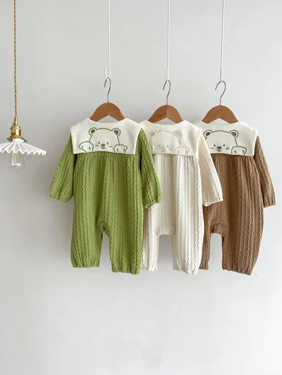 Baby Boy And Girl Cute Bear Head Twist Jumpsuit