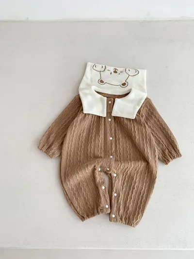 Baby Boy And Girl Cute Bear Head Twist Jumpsuit