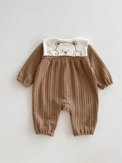 Baby Boy And Girl Cute Bear Head Twist Jumpsuit