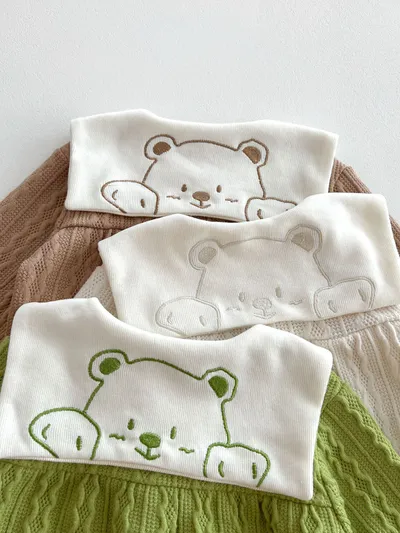 Baby Boy And Girl Cute Bear Head Twist Jumpsuit