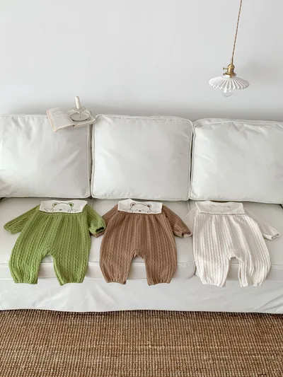 Baby Boy And Girl Cute Bear Head Twist Jumpsuit