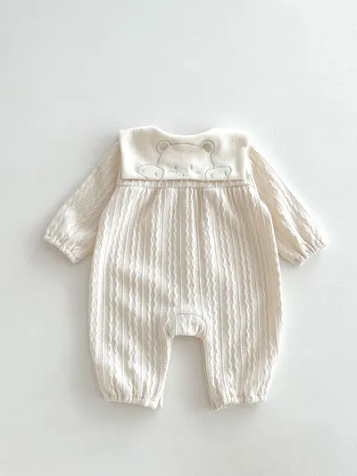 Baby Boy And Girl Cute Bear Head Twist Jumpsuit