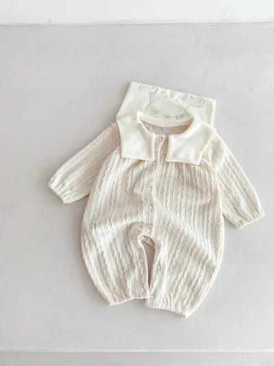 Baby Boy And Girl Cute Bear Head Twist Jumpsuit