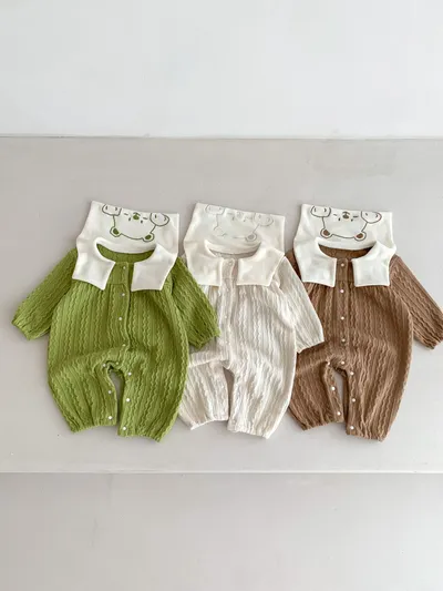 Baby Boy And Girl Cute Bear Head Twist Jumpsuit