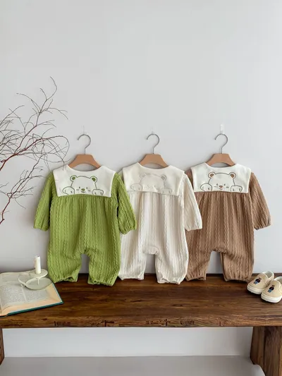 Baby Boy And Girl Cute Bear Head Twist Jumpsuit