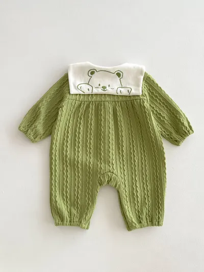 Baby Boy And Girl Cute Bear Head Twist Jumpsuit
