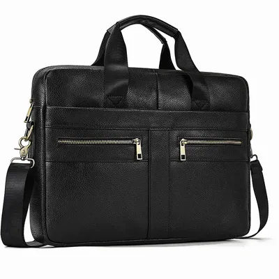 Men's Leather Briefcase Three-compartment Large Capacity Business Handheld Cowhide 17-inch Commuter Computer Bag
