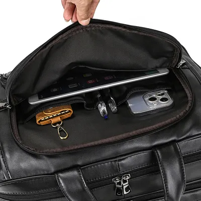 Men's Leather Briefcase Three-compartment Large Capacity Business Handheld Cowhide 17-inch Commuter Computer Bag