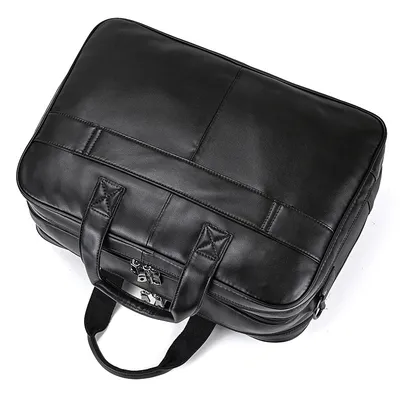 Men's Leather Briefcase Three-compartment Large Capacity Business Handheld Cowhide 17-inch Commuter Computer Bag