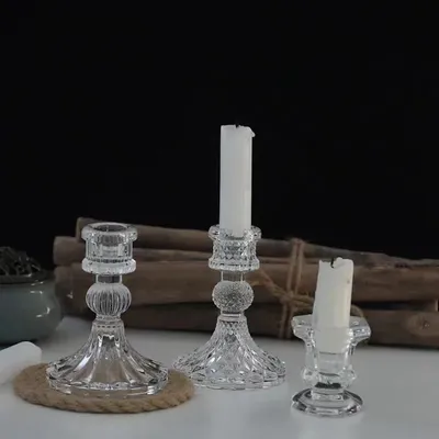 Glass Candlestick Home Pole Candle Base Romantic Dining Table