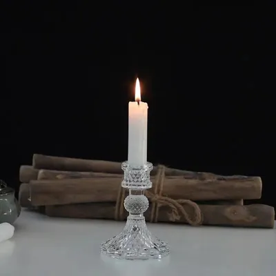 Glass Candlestick Home Pole Candle Base Romantic Dining Table