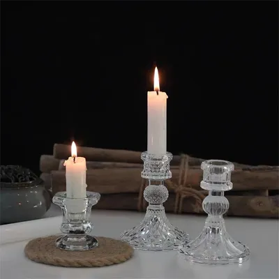 Glass Candlestick Home Pole Candle Base Romantic Dining Table