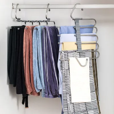 5 In 1 Wardrobe Hanger Multi-functional Clothes Hangers Pants Stainless Steel Magic Wardrobe Clothing Hangers For Clothes Rack