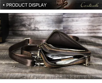 Casual Retro Crazy Horse Men's First Layer Cowhide Small One Shoulder Crossbody Phone Bag