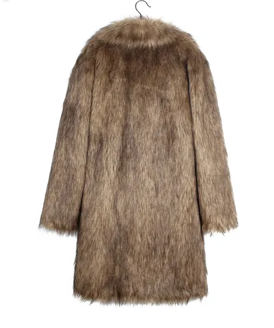European And American Fall Winter Men Long Imitation Fur Coat Popular Men's Imitation Fox Fur Warm Coat