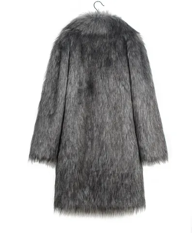 European And American Fall Winter Men Long Imitation Fur Coat Popular Men's Imitation Fox Fur Warm Coat