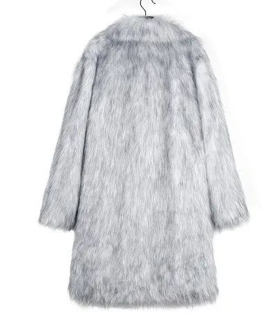 European And American Fall Winter Men Long Imitation Fur Coat Popular Men's Imitation Fox Fur Warm Coat